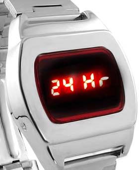 BRAND NEW LED WATCH 70s STYLE CHROME RETRO USA DESIGN 1970s DIGITAL 