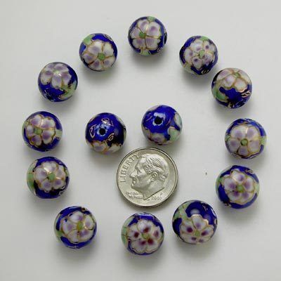 Oriental Porcelain Flower Beads   12mm Round (50 pcs) L138  