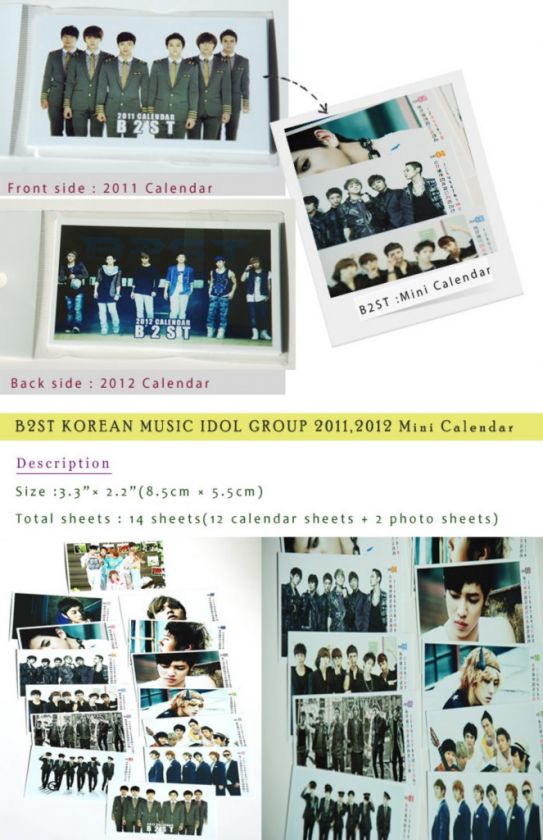 B2ST BEAST KOREAN MUSIC IDOL 2011,2012 MINI CALENDAR  