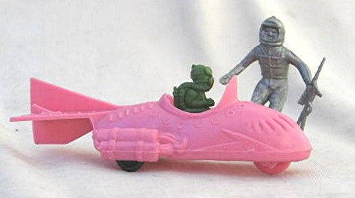 Vintage Exploring Space Pink Rocket & Space Men with Package  