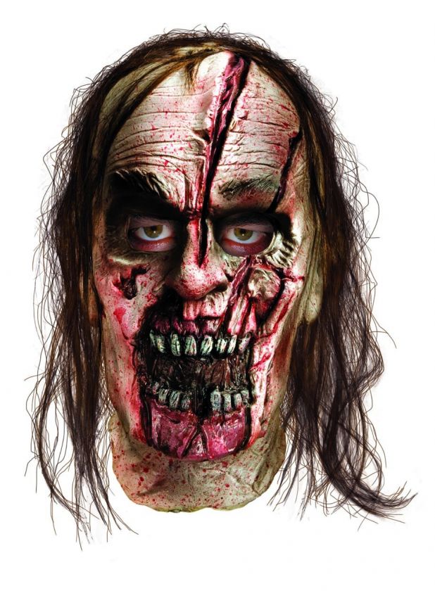 The Walking Dead Zombie Man Split Head Deluxe Latex Adult Costume Mask 