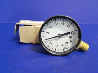 AMETEK C 500, PRESSURE GAUGE, 0 30 PSI, 0 30 MERCURY, 1/4 LOWER 