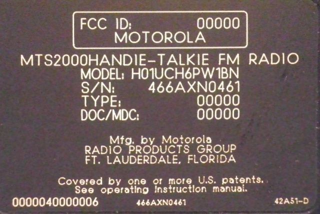 Motorola MTS2000 Handie Talkie FK FM Radio H01UCH6PW1BN  