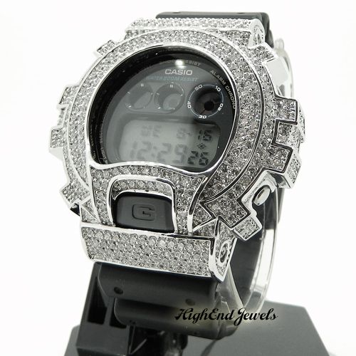 Rhodium Fully Iced Out Lab Made Simulated Diamond G Shock Watch Casio 