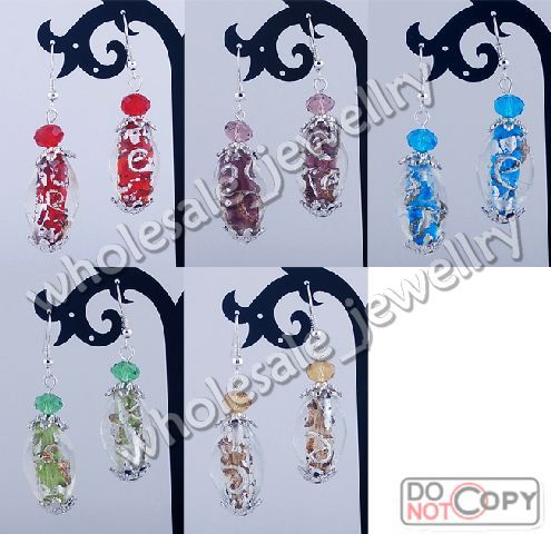 wholesale 15pairs murano lampwork glass&crystal&CCB handwork earring