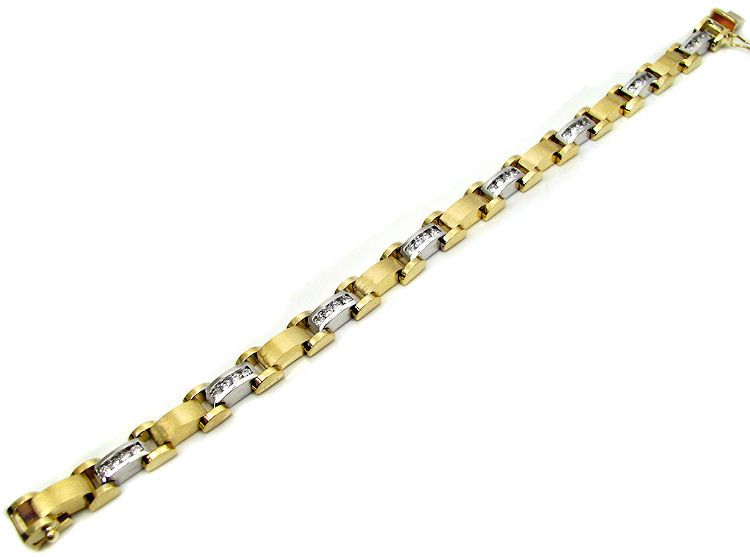 MENS 1.9CT VS ROUND DIAMOND BRACELET 14K TWO TONE GOLD  