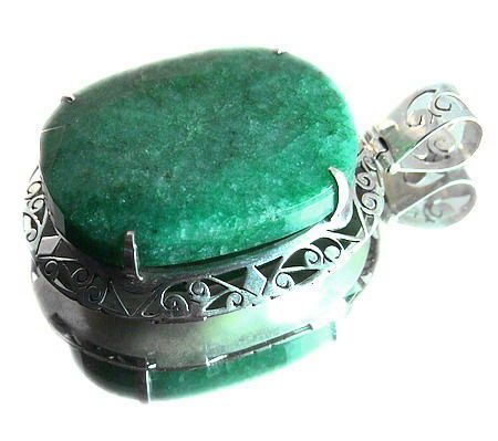 87GMS DESIGNER NATURAL HUGE EMERALD 925 SILVER PENDANT  