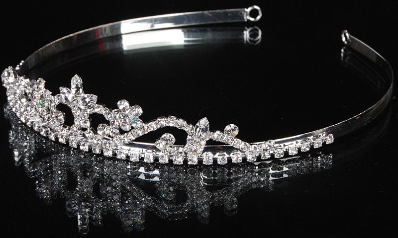 CROWN TIARA HEADBAND SILVER NEW CRYSTAL HEADPIECE 1169  