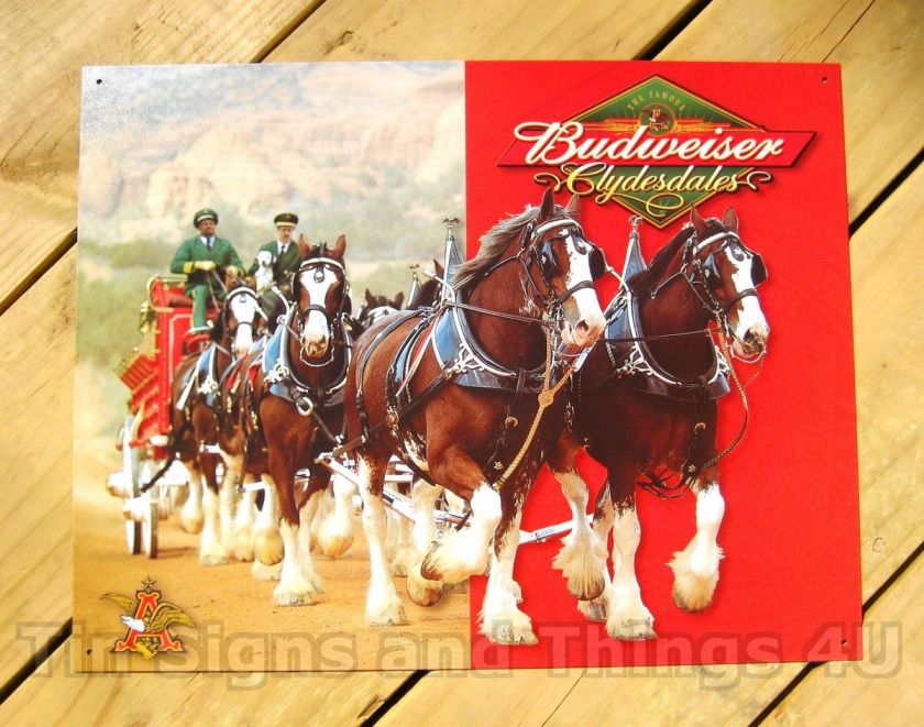 BUDWEISER CLYDESDALES HORSES TIN SIGN BAR beer 1281  