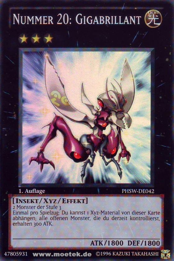 Yu Gi Oh Nummer 20 Gigabrillant PHSW DE042 SUPER RARE 1.Auflage 