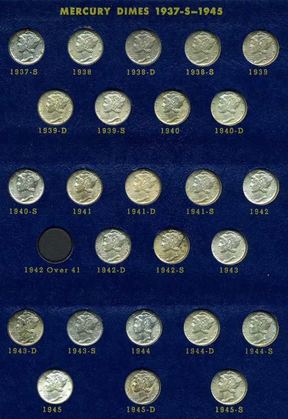 Mercury Dime Set missing only 1  