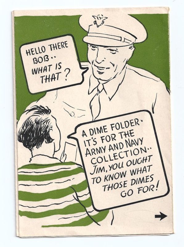 World War II U.S. Army Navy childs dime folder pamphlet  