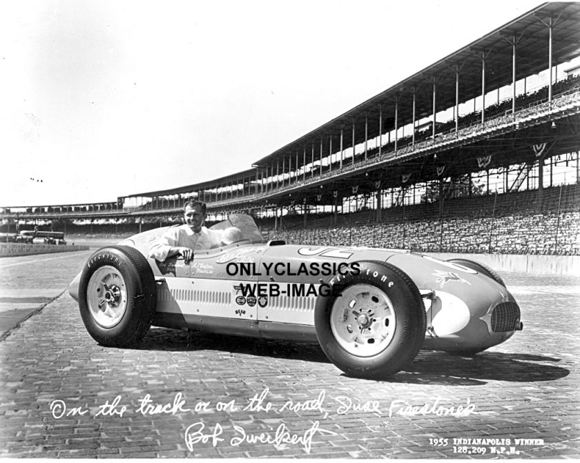 1955 BOB SWEIKERT INDY 500  FIRESTONE AUTO RACING PHOTO  