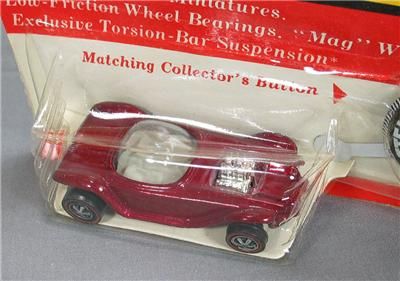 Beatnik Bandit, Magenta 1969 Redline Hot Wheels w/Button MOC  