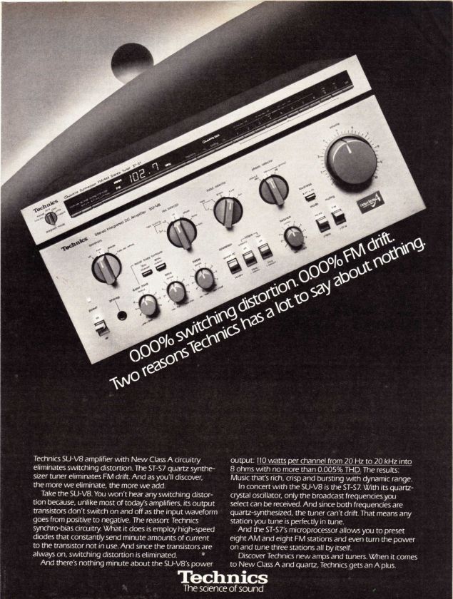 1980 Vintage Print Ad TECHNICS SU V8 ST S7 TUNER AMP  