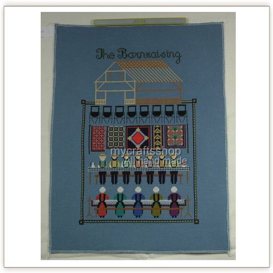 The Barnraising   PREORDER COMPLETED CROSS STITCH  