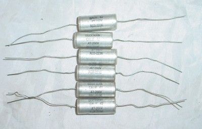 NOS Vintage Gudeman Capacitors   .47/200V, metal cased, glass sealed 