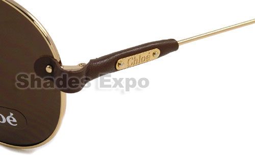 NEW CHLOE SUNGLASSES CL 2104 BROWN LEATHER C02 AVIATOR  