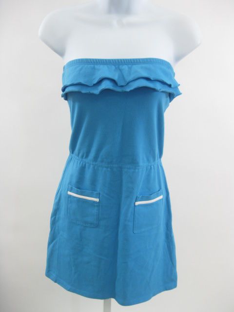 RONSON Blue Cotton Strapless Mid Thigh Dress Size P  