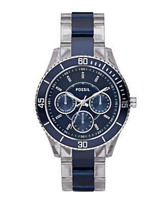 Fossil Chrono Blue Dial Plastic Womens Watch ES2799  