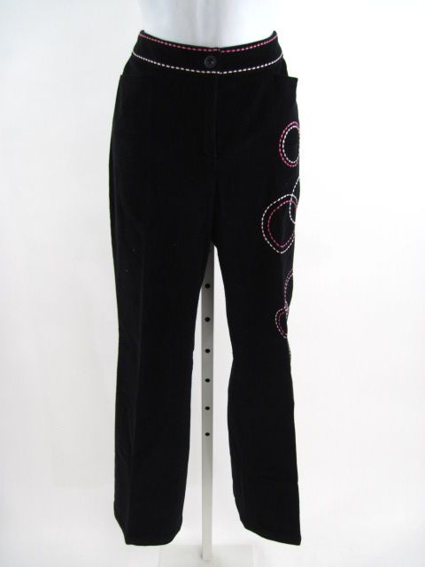 ESCADA Black Corduroy Embroidered Pants Slacks Size 36  