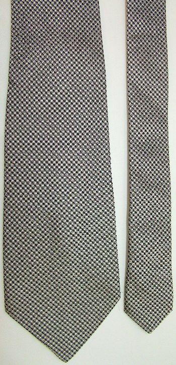 PAUL STUART CHECKER BLACK WHITE TEXTURED SILK NECK TIE NECKTIE  