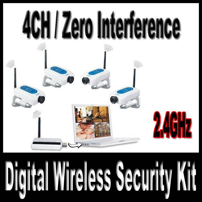   CCD Colors Cameras DVR + 4CH Wireless Receiver Security System  