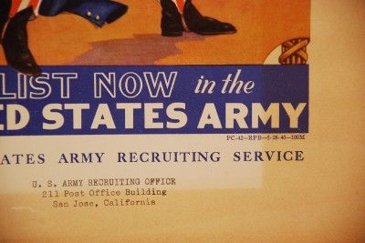 1940 DEFEND YOUR COUNTRY ENLIST NOW UNITED STATES ARMY PC 42 RPB 5 28 