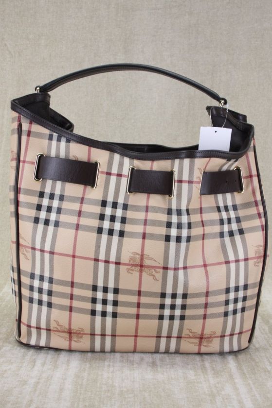 Burberry Medium Walden Haymarket Check belt Black Hobo Bag $1095 