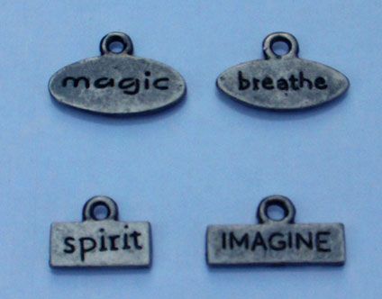 Self Stick METAL CHARMS 4/Pkg ~ WORDS ~ U PICK  