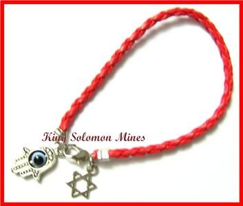 RED STRING LEATHER KABALAH HAMSA EVILEYE BRACELET GOD WITH STAR OF 