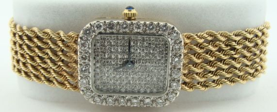 Ladies 14K Gold Pave Diamond Watch  