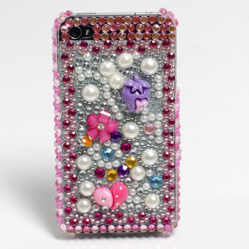 PINK Rhinestone Bedazzled Cover Case Skin For iPhone 4  