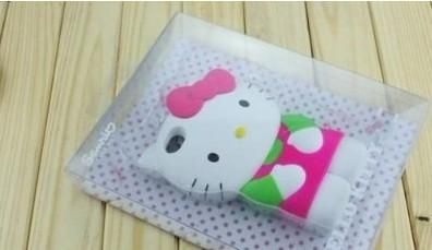 iPhone 4 4S 3D Hello Kitty Silicon Hard Case/Cover Light Green/Rose 