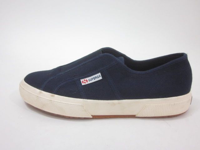 SUPERGA Navy Blue White Sole Canvas Seams Sneakers 10  