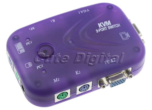 New 2 Port KVM Keyboard Video VGA/SVGA Mouse Switch Box  