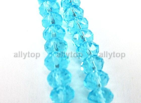 100pcs Rondelle Faceted 4x6mm Crystal Beads Aquamarine  