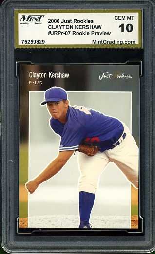 CLAYTON KERSHAW 2007 Bowman MGS 10 Rookie GEM Dodgers  