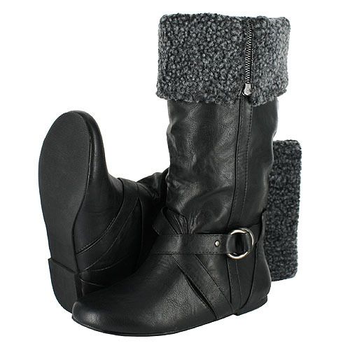 SODA SHASTA BUCKLE BOOTS BLACK PU WOMENS US SIZE 7  