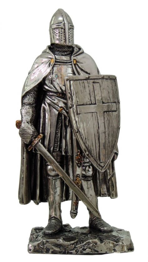 MEDIEVAL KNIGHT 7 TALL CRUSADER FOOT SOLDIER STATUE FIGURINE SUIT OF 