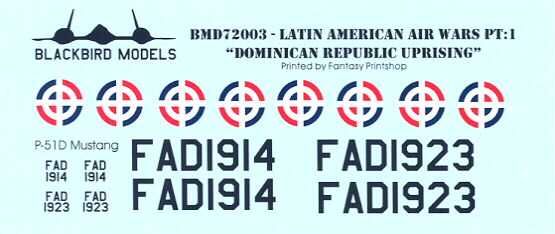 Blackbird Decals 1/72 DOMINICAN REPUBLIC UPRISING 1965  