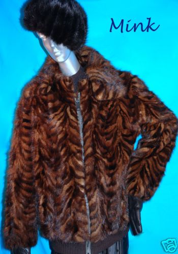 Thick TIGER DESIGN MINK FUR JACKET  Size Med SAMPLE  