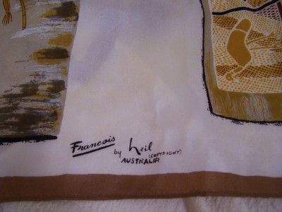   BY NEIL SILK SCARF 27 SQ BARK PAINTINGS OF THE AUSTRALIAN ABORIGINIES