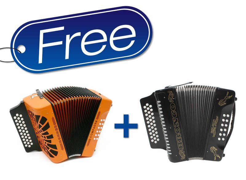 Hohner Compadre Accordion GCF Orange + Free Rizatti Bronco F/Bb/Eb 