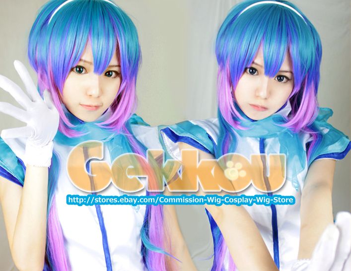 Vocaloid 3 Aoki Lapis Miku Cosplay Wig Blue Green Long 110Cm  