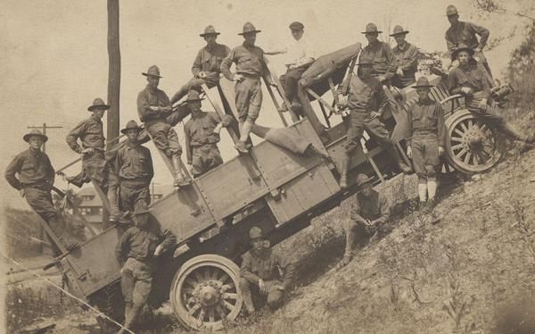 PAIR OF MEXICAN BORDER SERVICE PHOTOS ~ ARTILLERY & SUPPLY TRUCK 