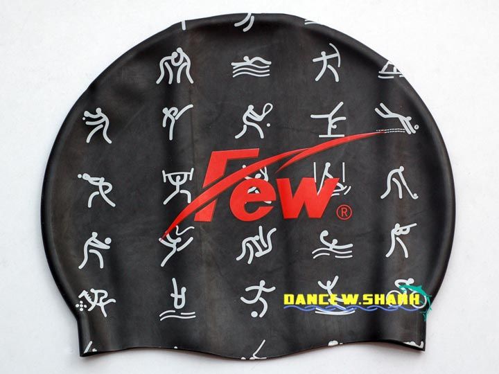 FEW silicon printing pattern swim Swimming Cap black  