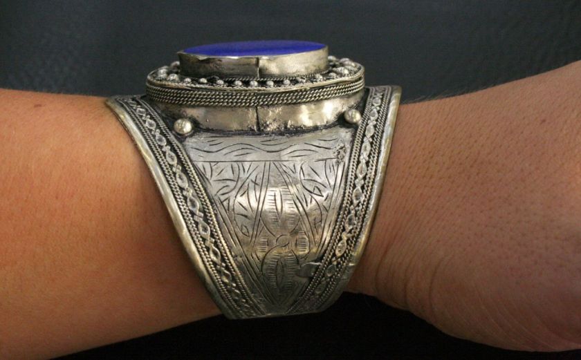 AFGHAN TRIBAL ETHNIC BLUE LAPIS LAZULI CUFF BRACELET  