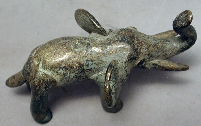 AFRICAN BRONZE HANDMADE GOODLUCK ELEPHANT LOST WAX FIGURINE ASHANTI 