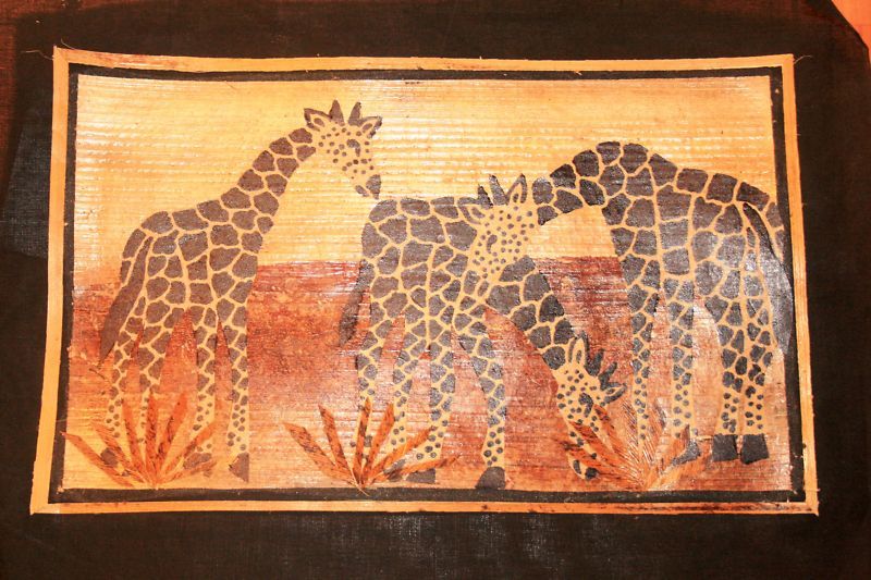 hand made African banana leaf art work   GIRAFFE  